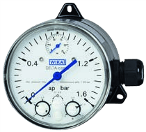 WIKA DPGS40 — مقياس ضغط تفاضلي مع مفاتيح دقيقة ومؤشر لضغط التشغيل